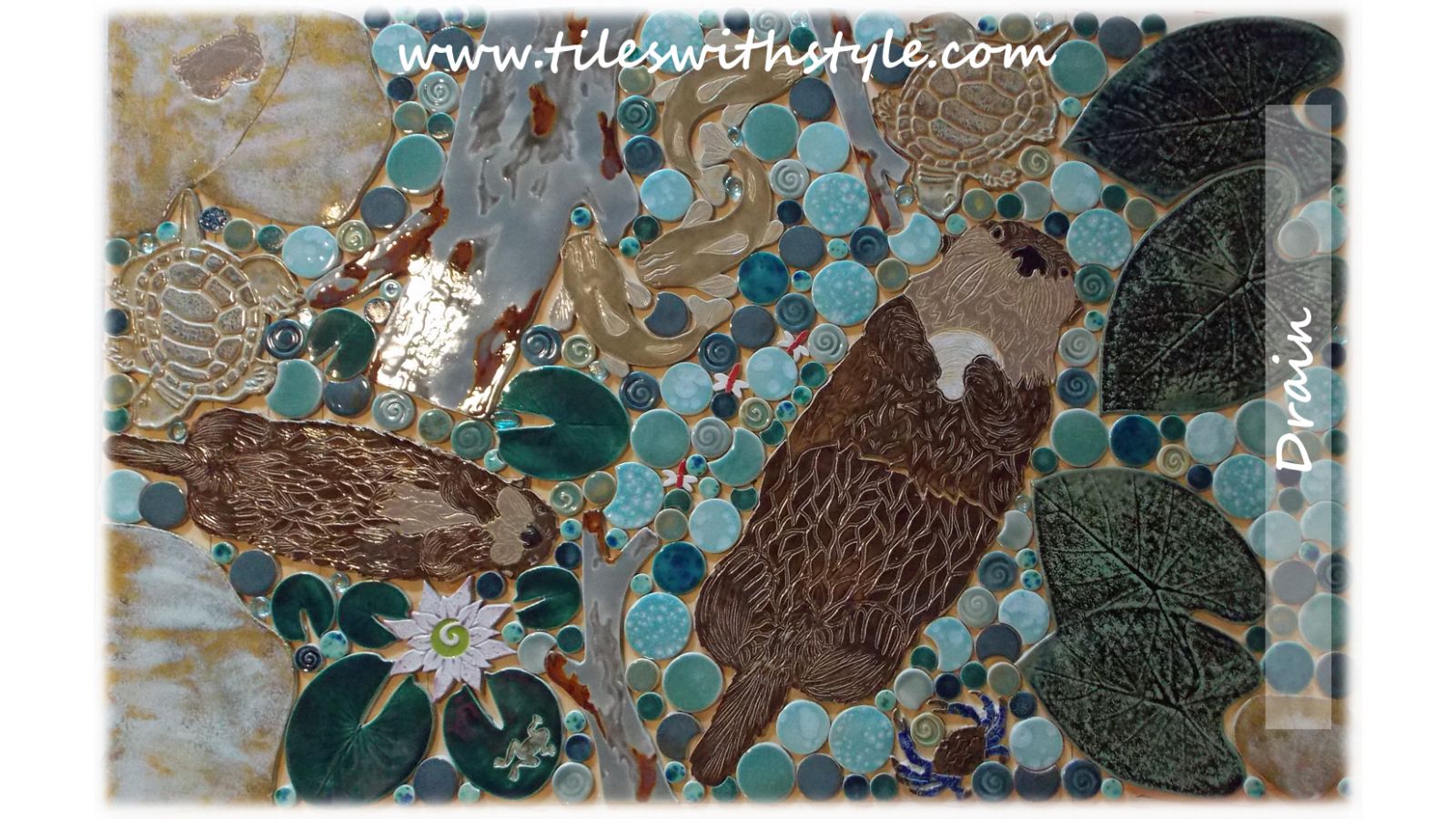 Otter mosaic tile shower floor
